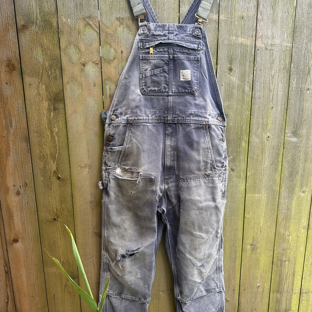 Vintage Purple/grey Thrashed Carhartt Overalls 36 x 30